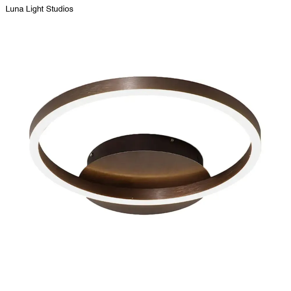 Contemporary LED Acrylic Ceiling Flush Light Fixture in Black/Brown, 1/2/3-Ring, Warm/White/Natural Light, 16.5"/19.5"/23.5" Wide