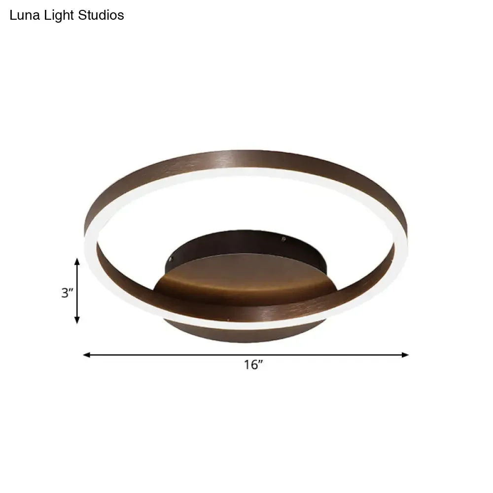 Contemporary LED Acrylic Ceiling Flush Light Fixture in Black/Brown, 1/2/3-Ring, Warm/White/Natural Light, 16.5"/19.5"/23.5" Wide