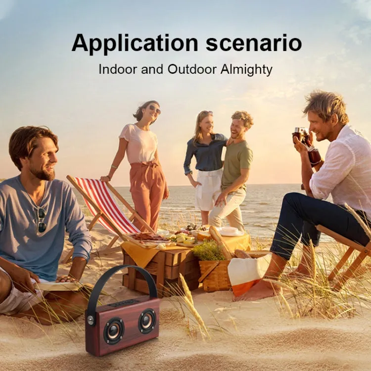 D10 Stylish Wooden Bluetooth Speaker with Immersive Stereo Sound and Hands-Free Calling