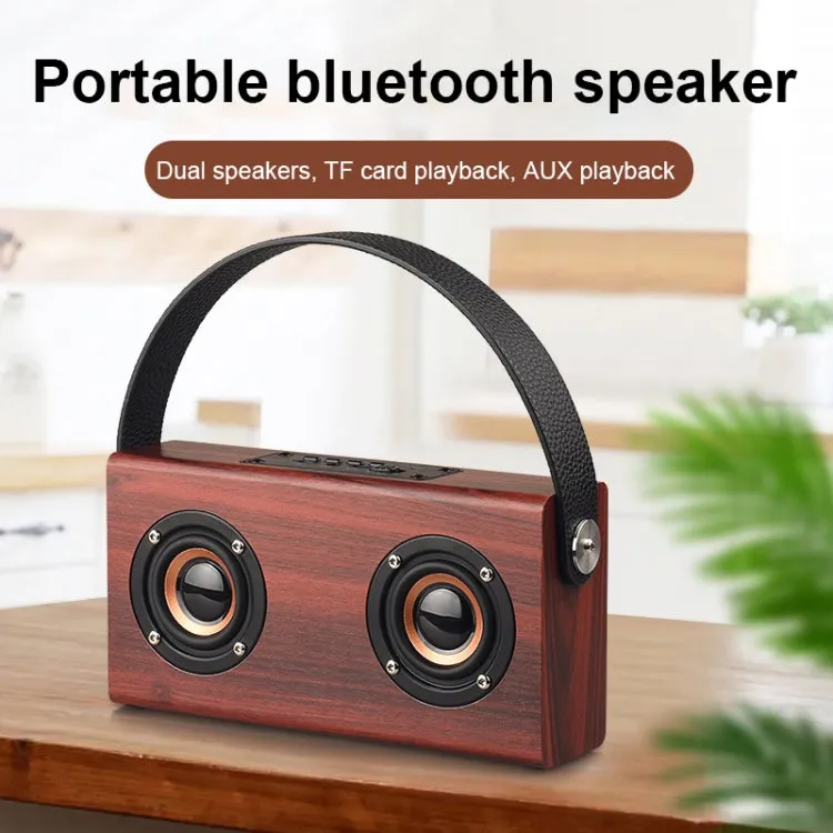 D10 Stylish Wooden Bluetooth Speaker with Immersive Stereo Sound and Hands-Free Calling