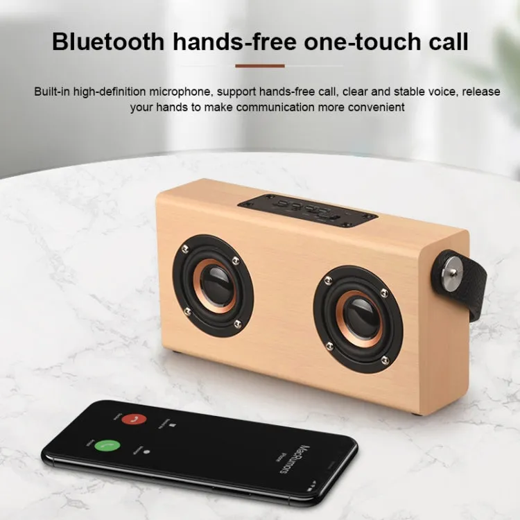 D10 Stylish Wooden Bluetooth Speaker with Immersive Stereo Sound and Hands-Free Calling