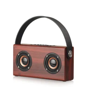 D10 Stylish Wooden Bluetooth Speaker with Immersive Stereo Sound and Hands-Free Calling