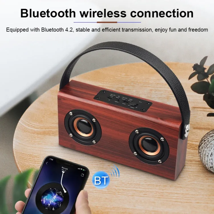 D10 Stylish Wooden Bluetooth Speaker with Immersive Stereo Sound and Hands-Free Calling