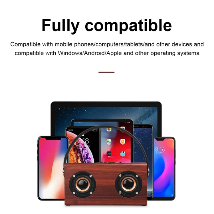 D10 Stylish Wooden Bluetooth Speaker with Immersive Stereo Sound and Hands-Free Calling