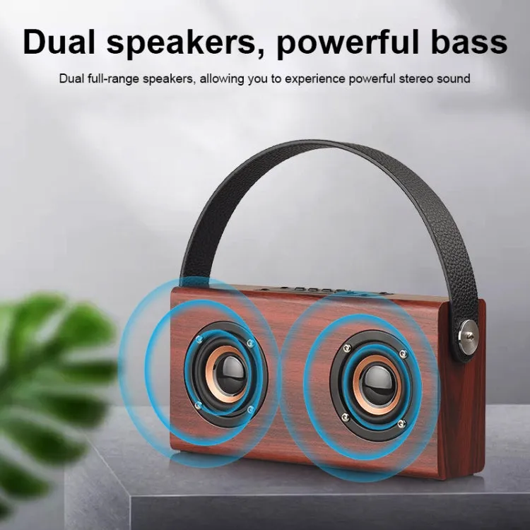 D10 Stylish Wooden Bluetooth Speaker with Immersive Stereo Sound and Hands-Free Calling