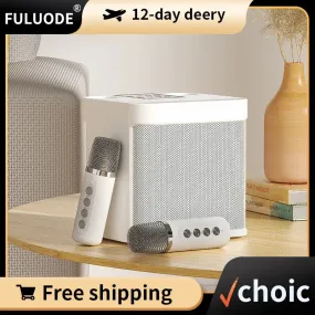 Dual Microphone Karaoke Machine for Adults and Kids Portable Bluetooth PA Speaker System with 2 Wireless Microphones for Home