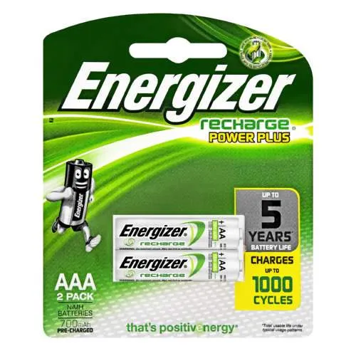 Energizer Recharge Powerplus Batteries: AAA - 2 Pack - 700 mAh