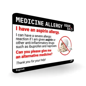 English Aspirin Allergy Card