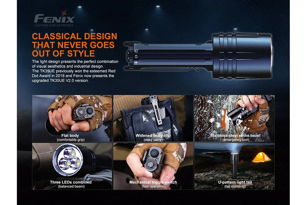 Fenix TK35UE V2   18650 Batteries and Charger Bundle