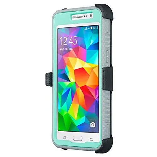 Galaxy On5 Case, 3-in-1 Shockproof Armor [Built in Screen Protector] Heavy Duty Holster Shell Combo Case for Samsung Galaxy On5 - Teal/Grey