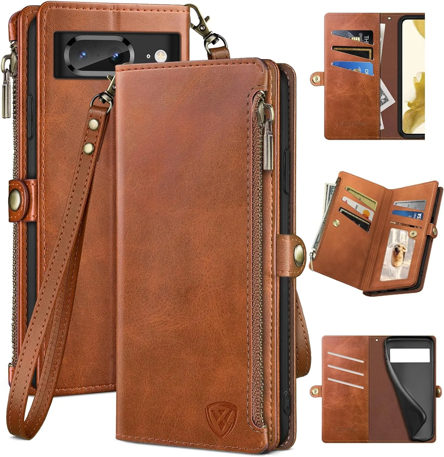 Google Pixel 8 Wallet case Holder Shockproof Cover  Zipper Credit Card