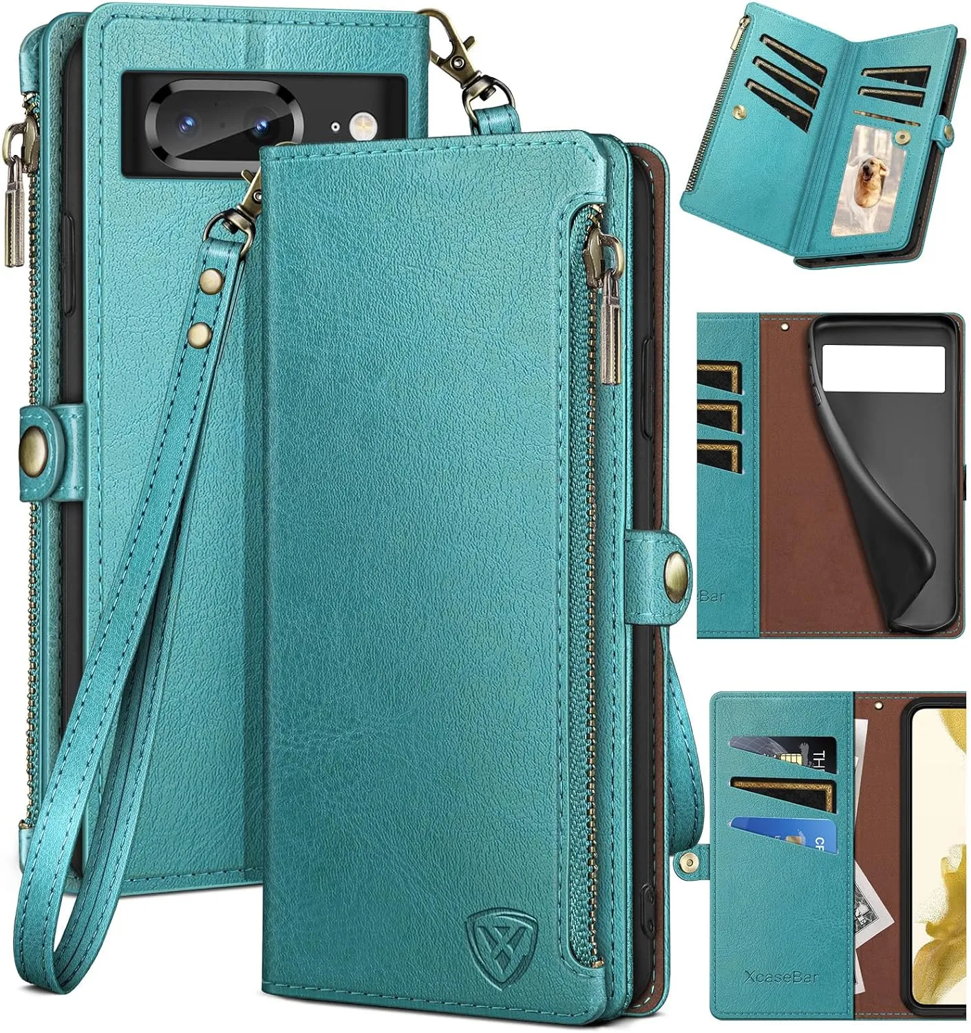 Google Pixel 8 Wallet case Holder Shockproof Cover  Zipper Credit Card