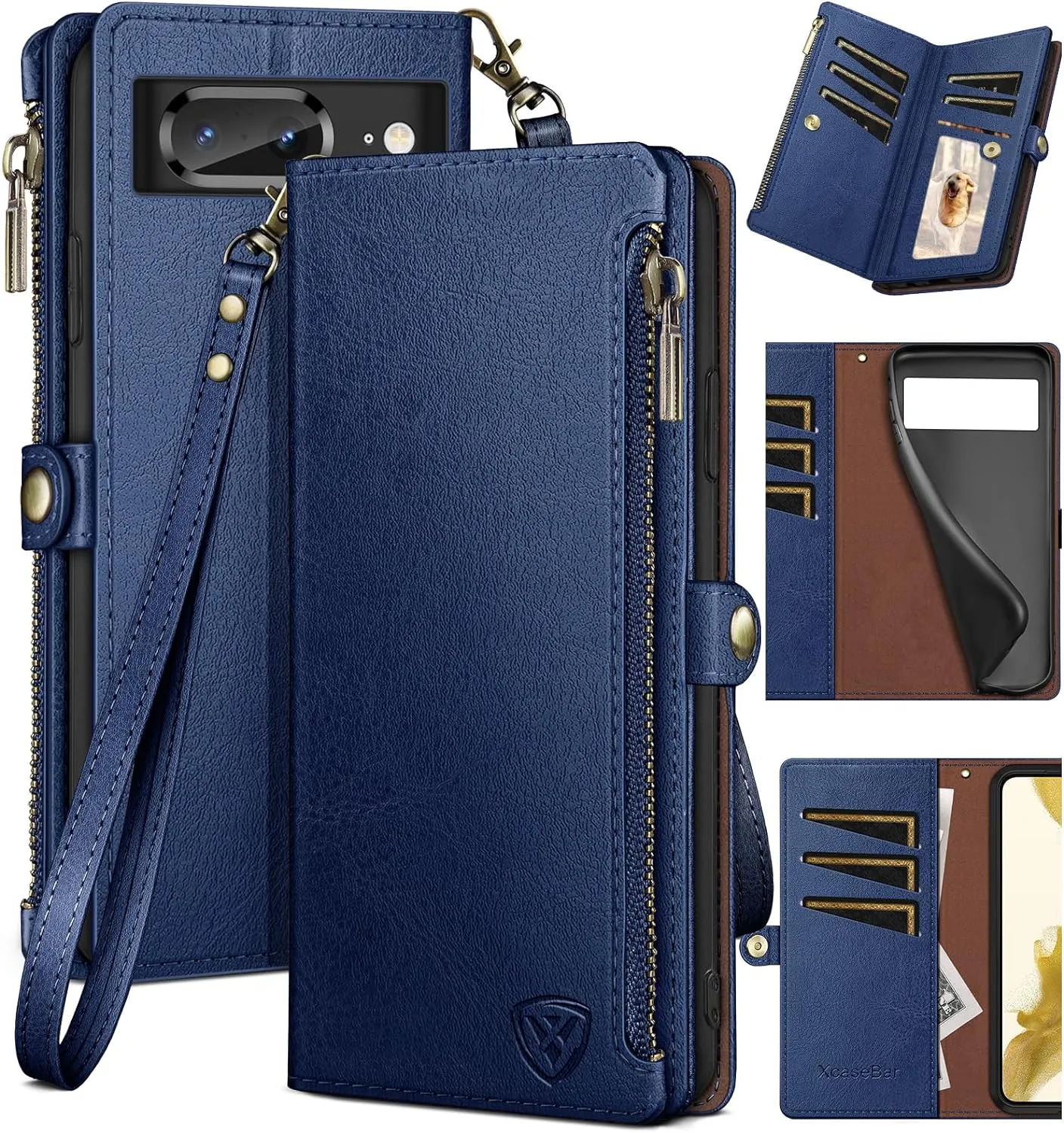 Google Pixel 8 Wallet case Holder Shockproof Cover  Zipper Credit Card