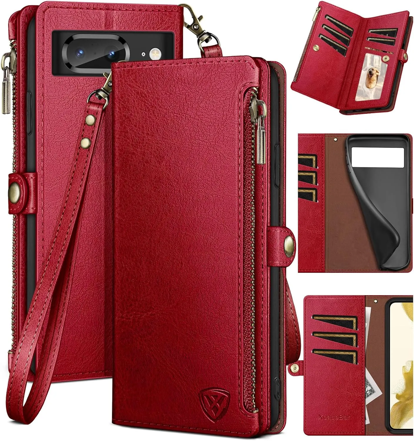 Google Pixel 8 Wallet case Holder Shockproof Cover  Zipper Credit Card
