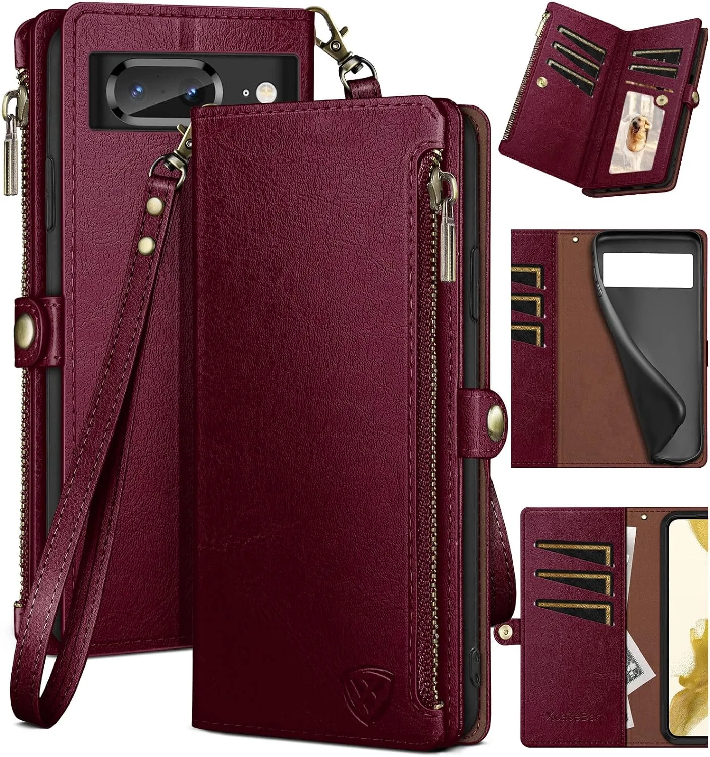 Google Pixel 8 Wallet case Holder Shockproof Cover  Zipper Credit Card