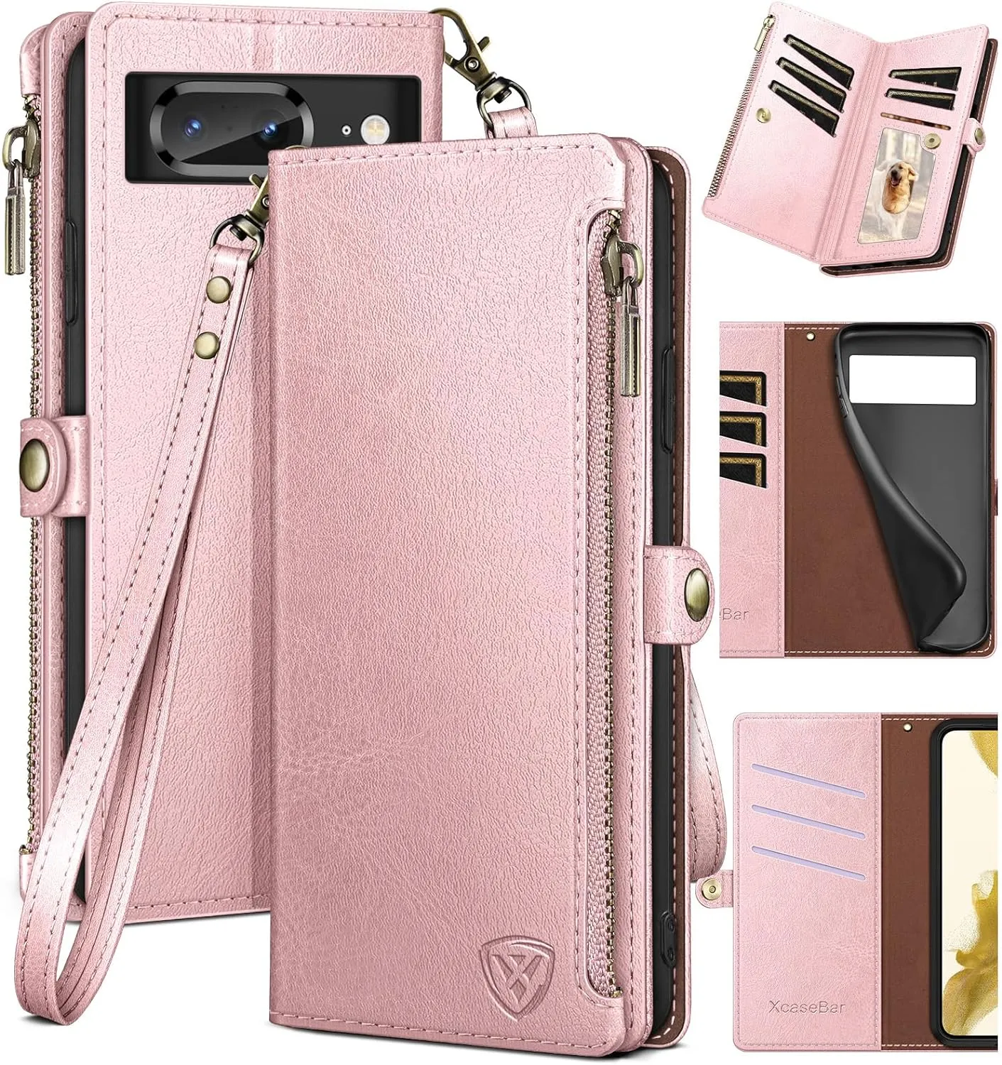 Google Pixel 8 Wallet case Holder Shockproof Cover  Zipper Credit Card
