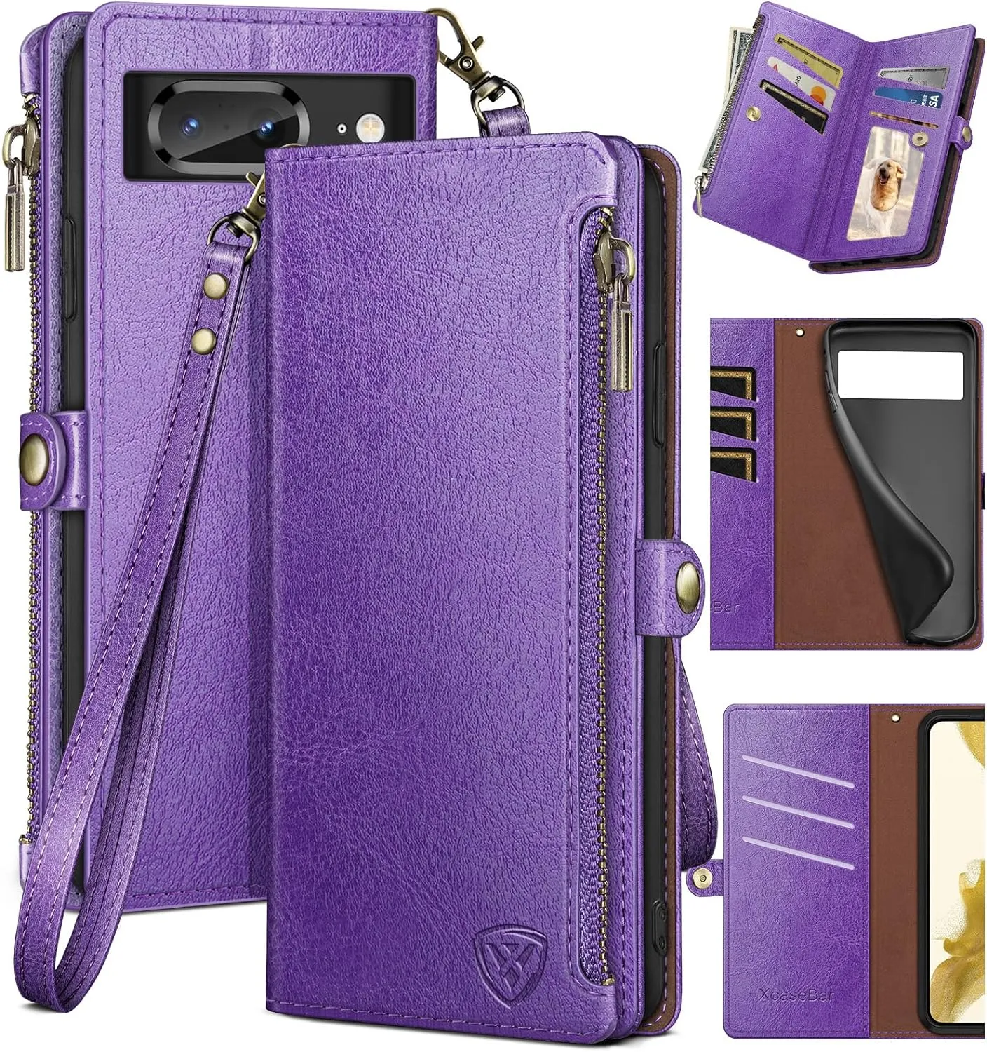 Google Pixel 8 Wallet case Holder Shockproof Cover  Zipper Credit Card