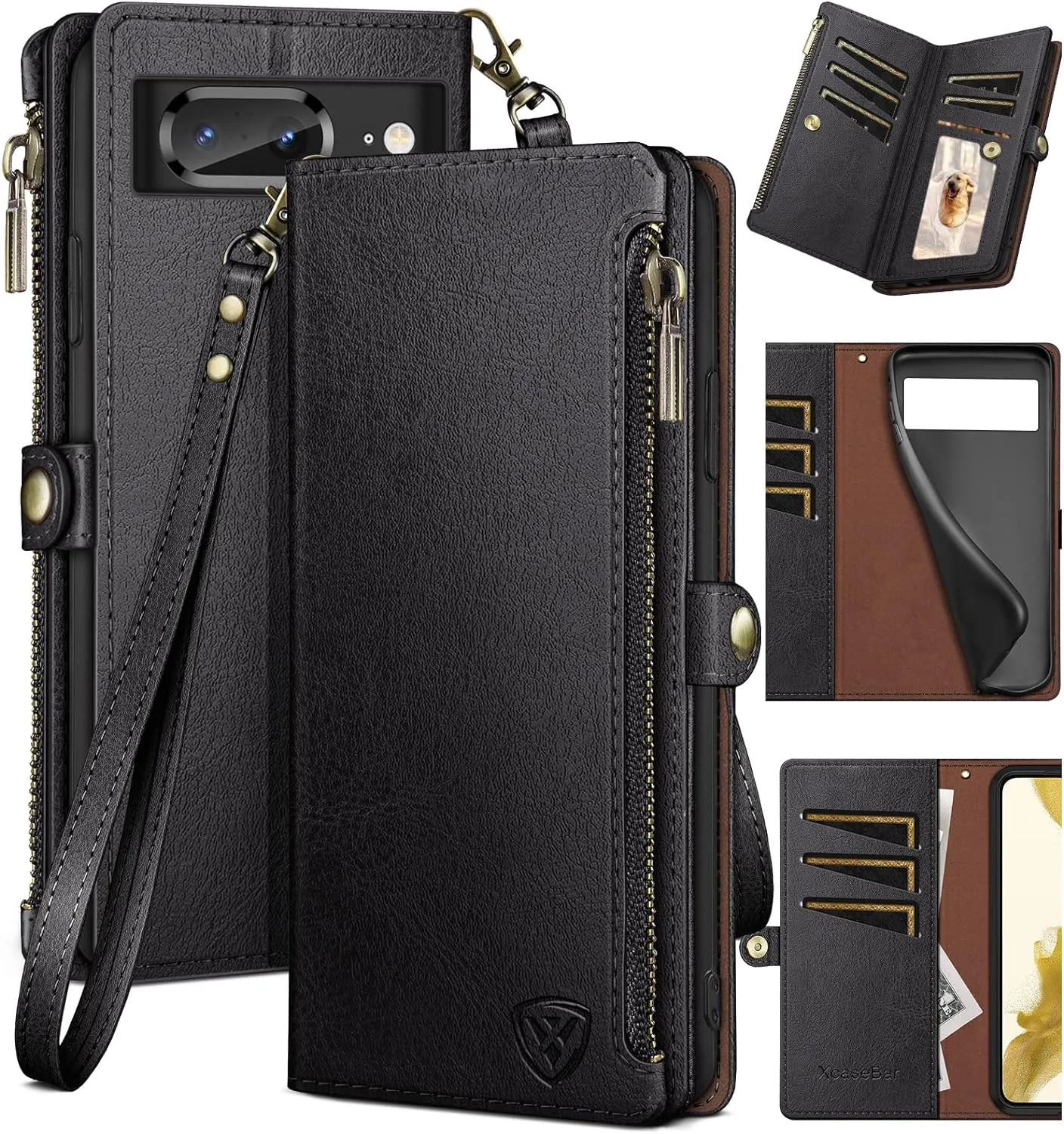 Google Pixel 8 Wallet case Holder Shockproof Cover  Zipper Credit Card