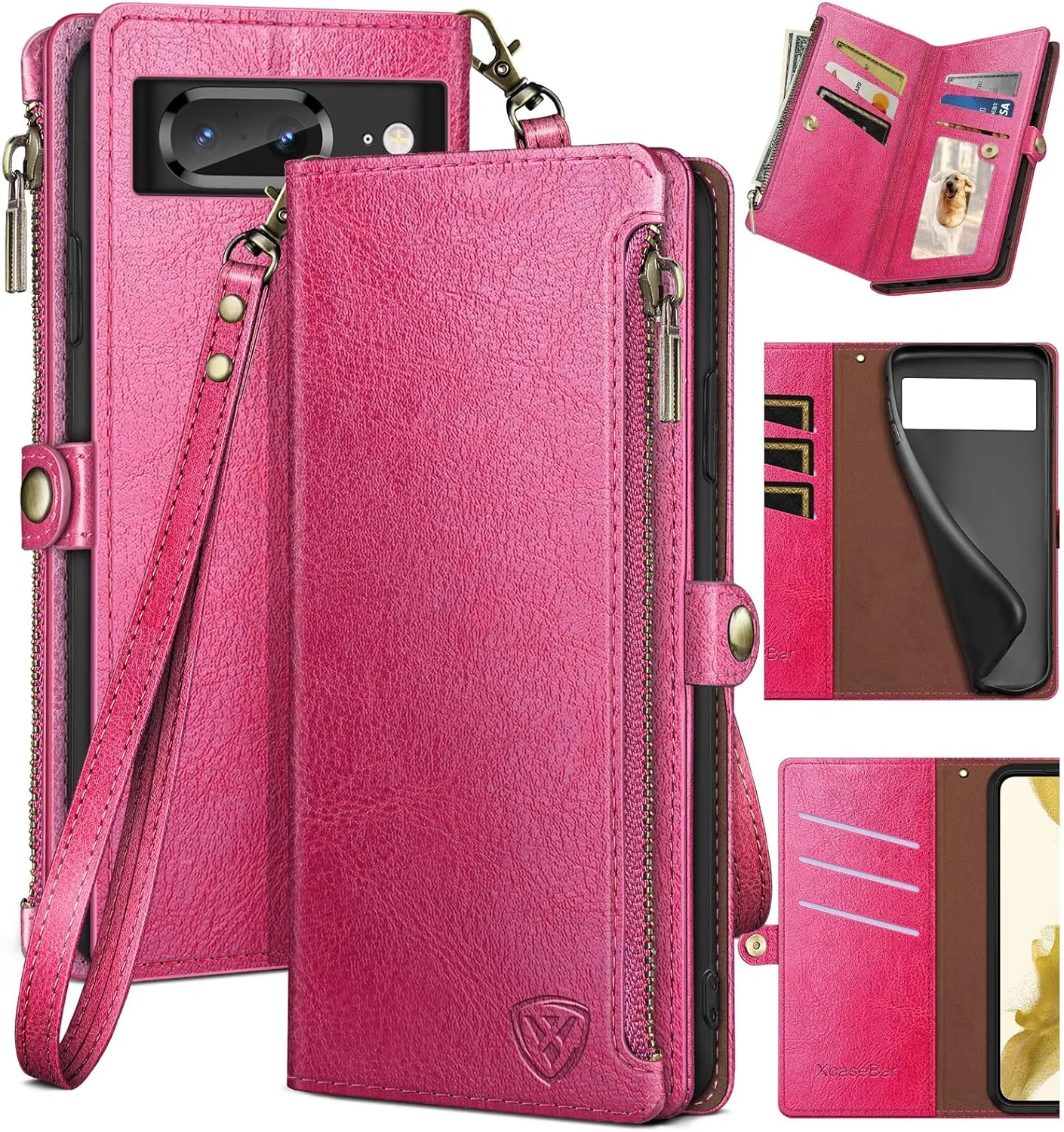 Google Pixel 8 Wallet case Holder Shockproof Cover  Zipper Credit Card
