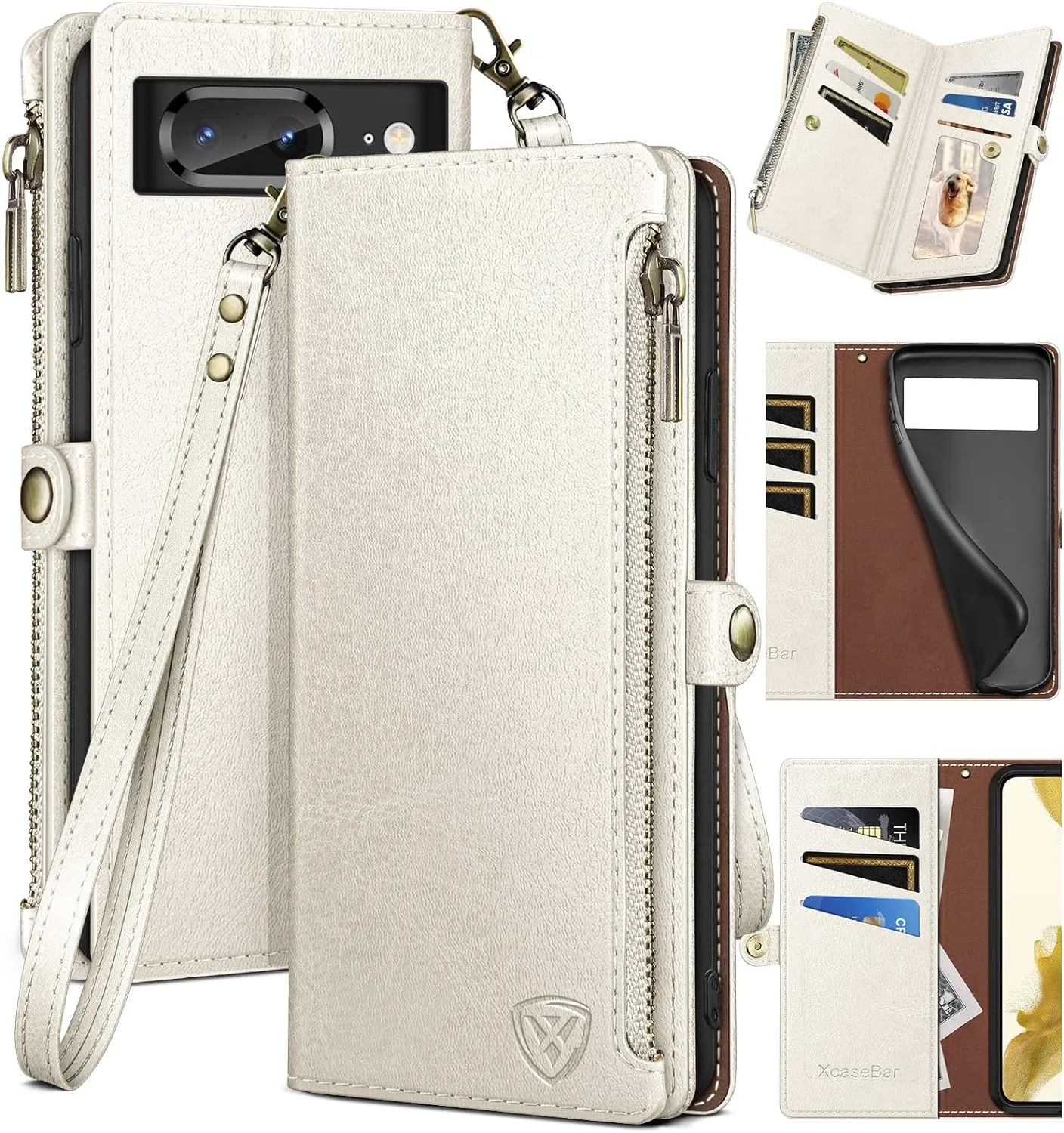 Google Pixel 8 Wallet case Holder Shockproof Cover  Zipper Credit Card