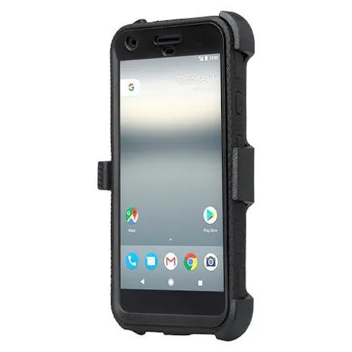 Google Pixel Case, Coverlab Triple Protection 3-in-1 Shockproof Armor Holster Shell Combo Case w/ Built in Screen Protector for Google Pixel - Black