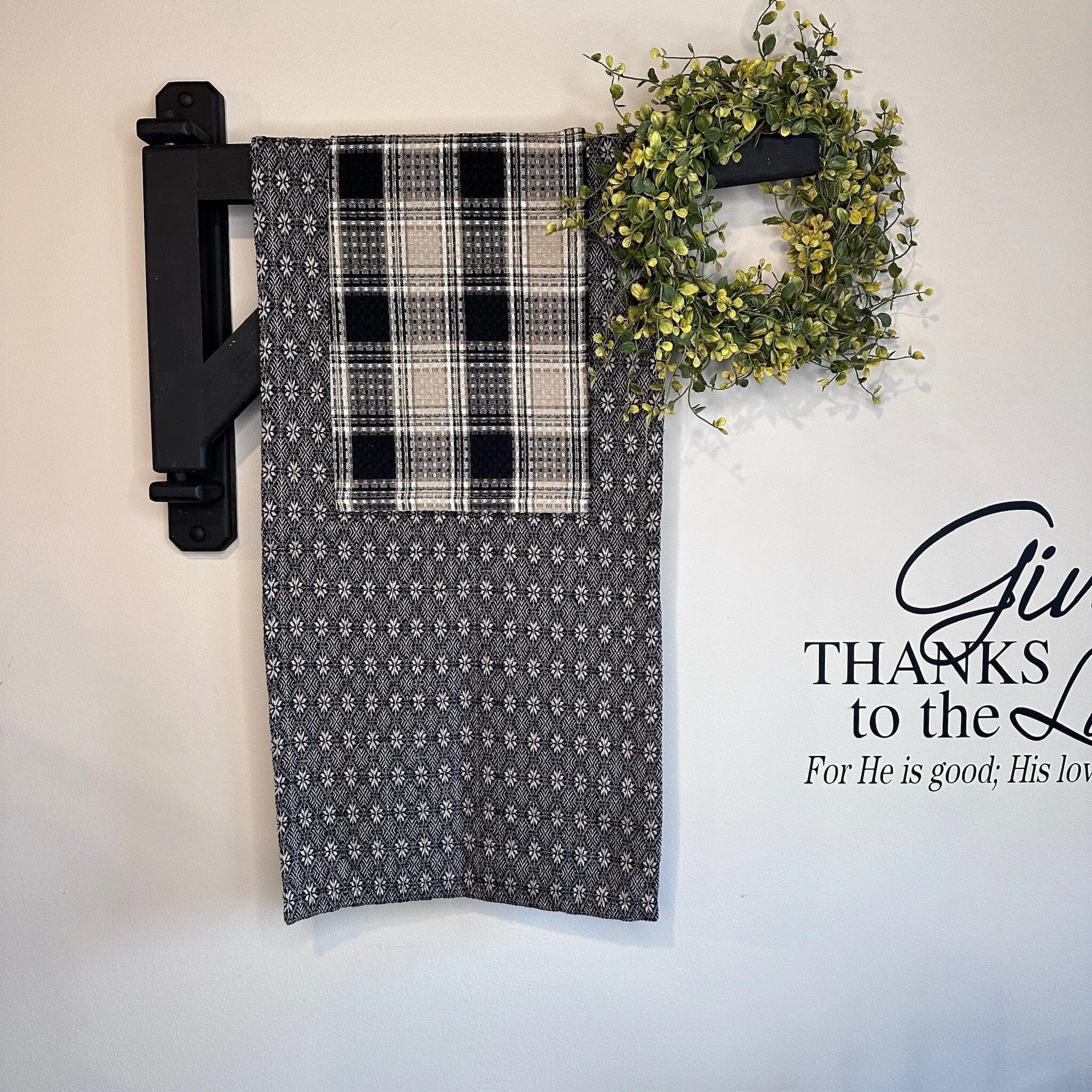Handmade Black Wood Blanket Crane 24"
