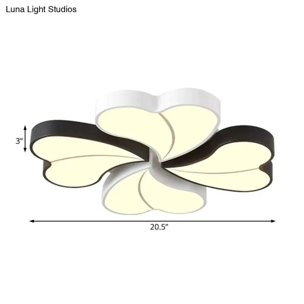 Heart-Shaped Black & White Ceiling Lamp - Modern Acrylic Flush Mount Light in Warm/White