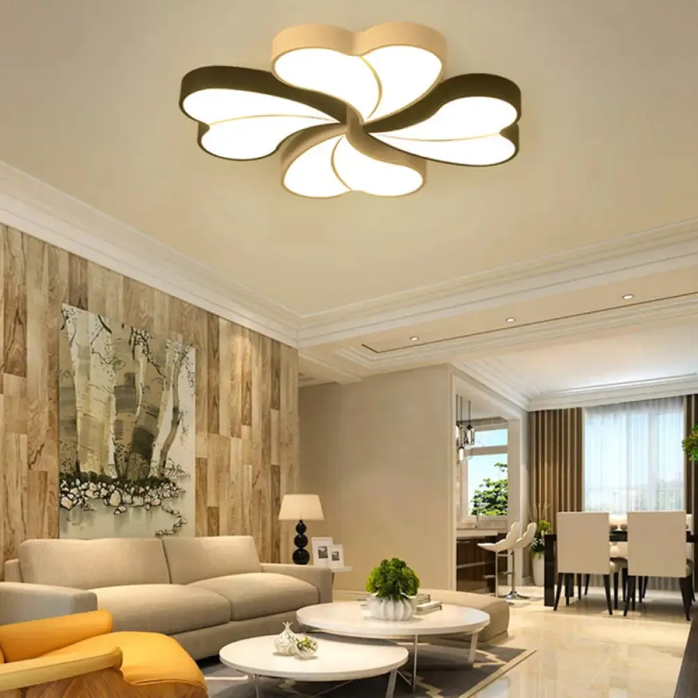 Heart-Shaped Black & White Ceiling Lamp - Modern Acrylic Flush Mount Light in Warm/White