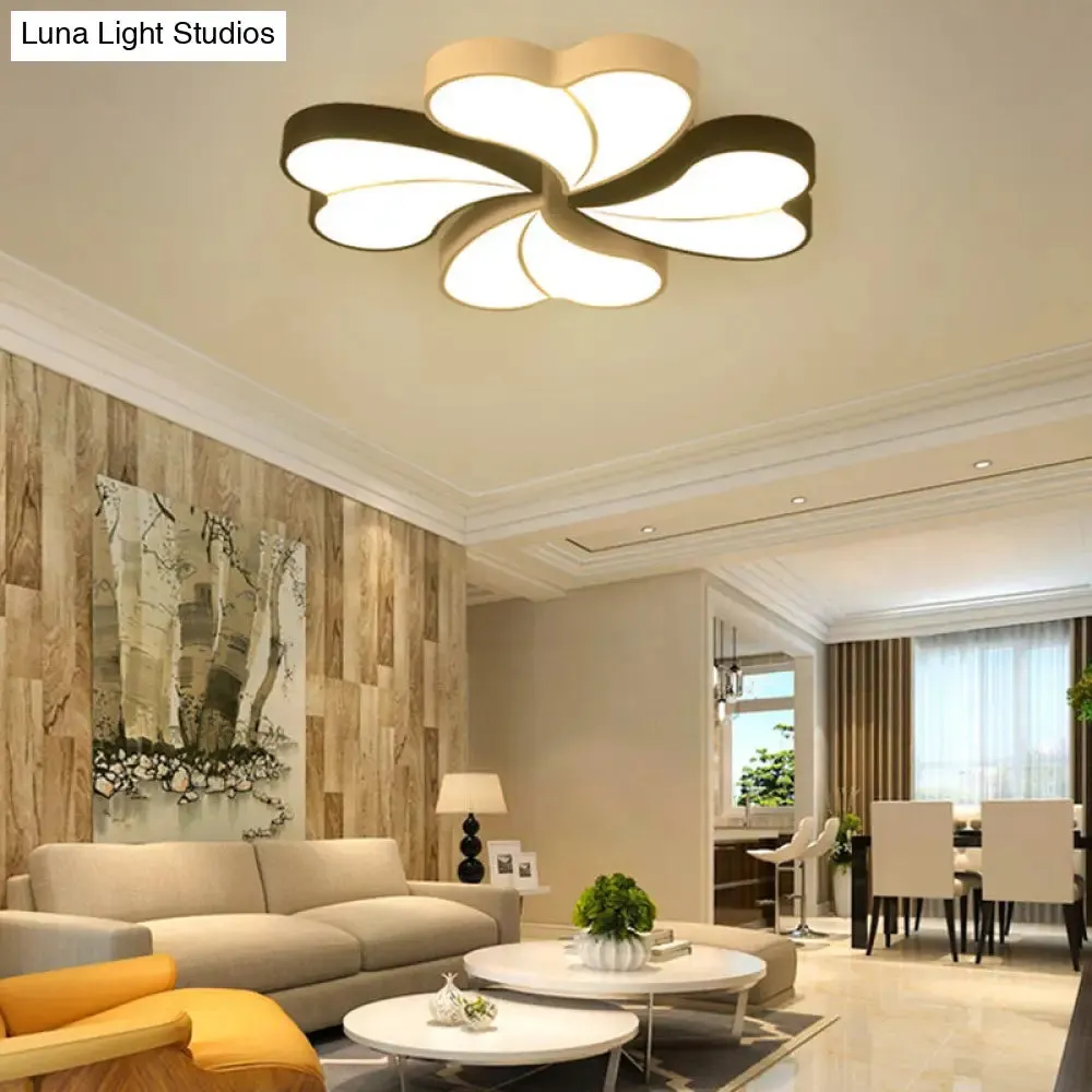 Heart-Shaped Black & White Ceiling Lamp - Modern Acrylic Flush Mount Light in Warm/White