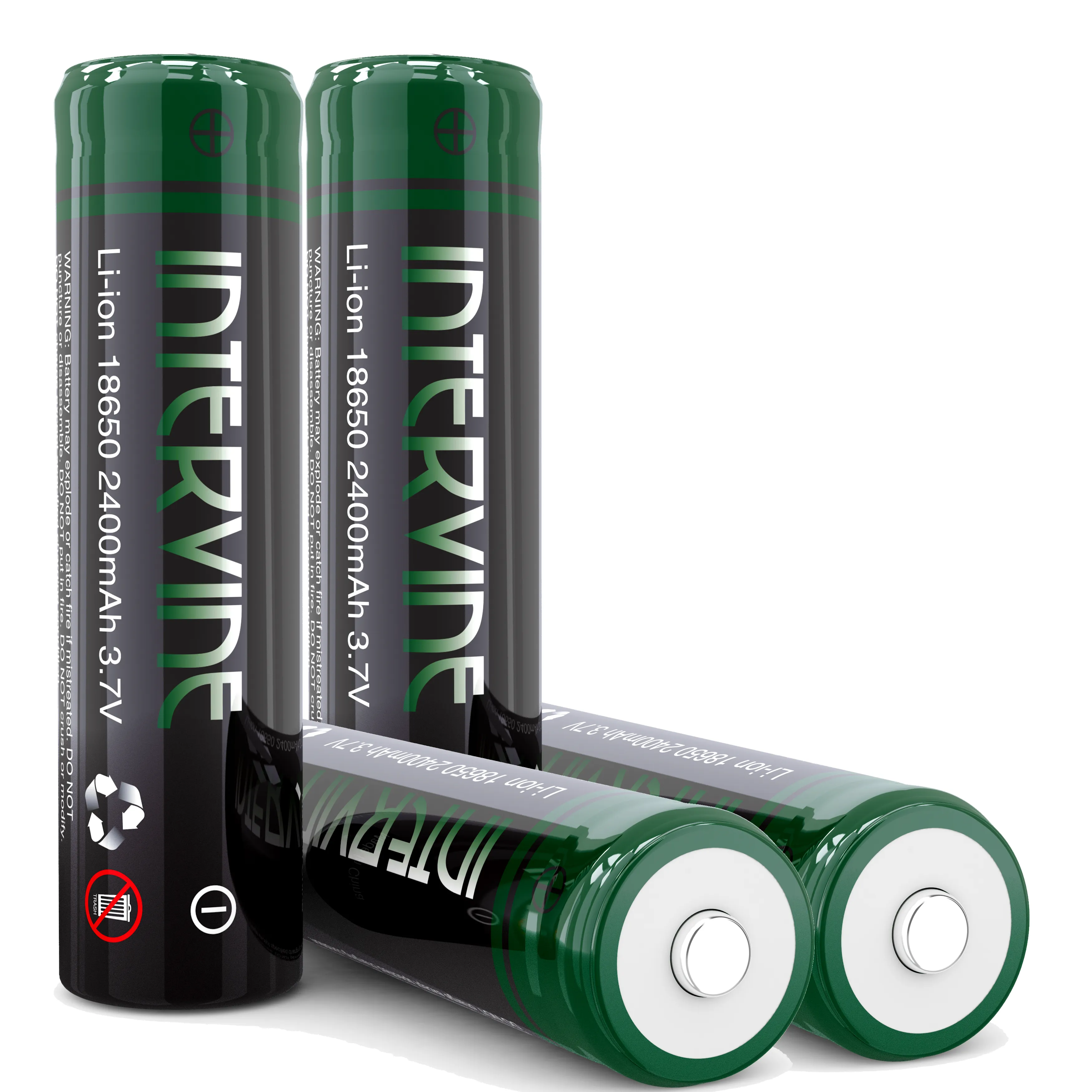 Intervine 2400 Mah Rechargeable 18650 Lithium Ion Batteries - Multipack
