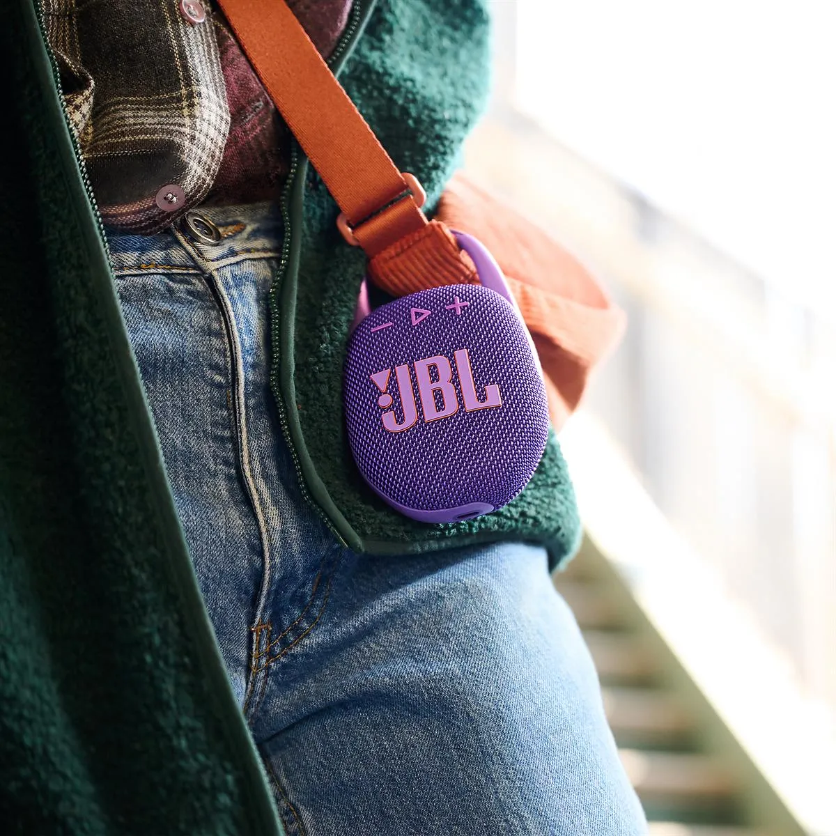 JBL Clip 5 Ultra Portable Bluetooth Speaker with gSport Carbon Fiber Case (Purple)