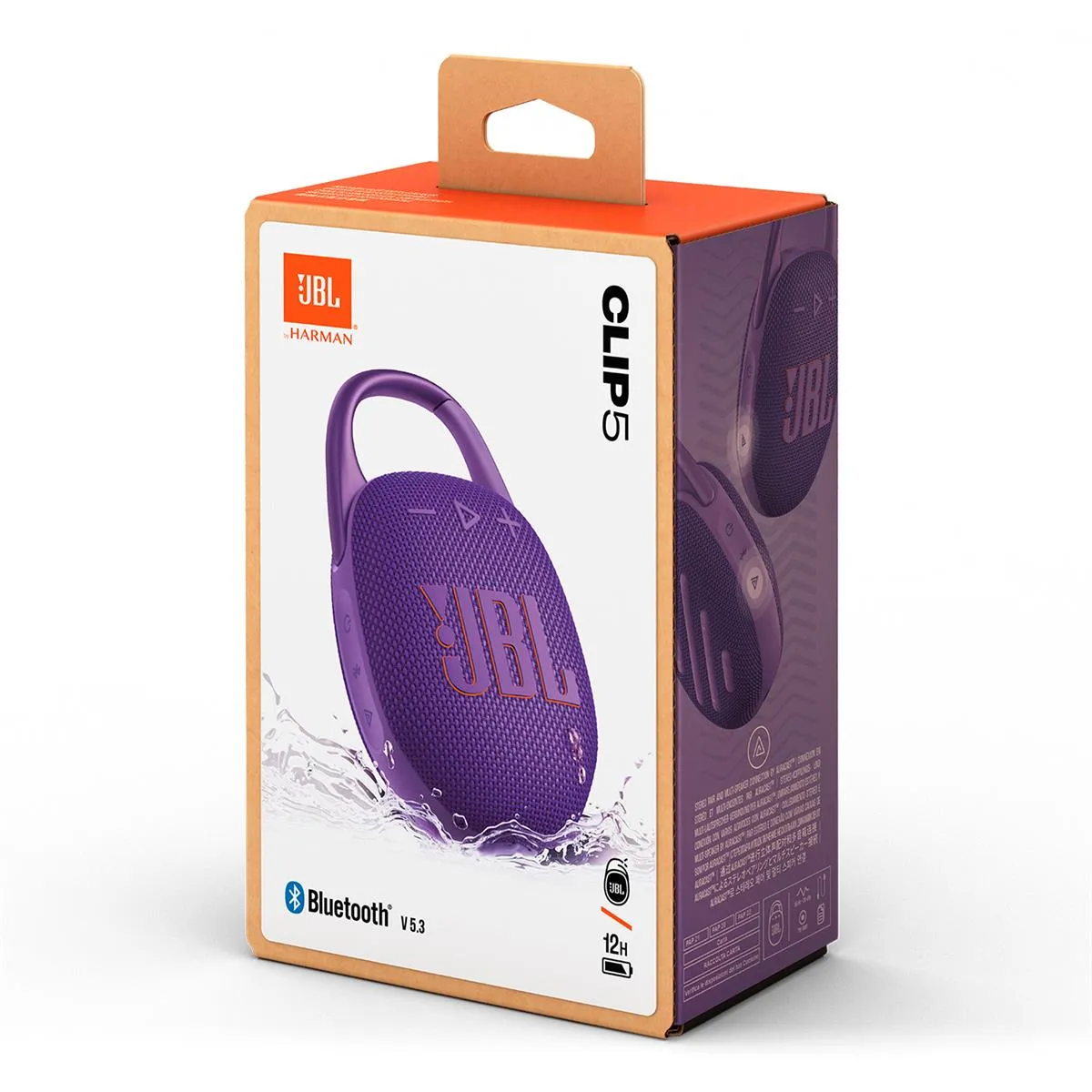 JBL Clip 5 Ultra Portable Bluetooth Speaker with gSport Carbon Fiber Case (Purple)
