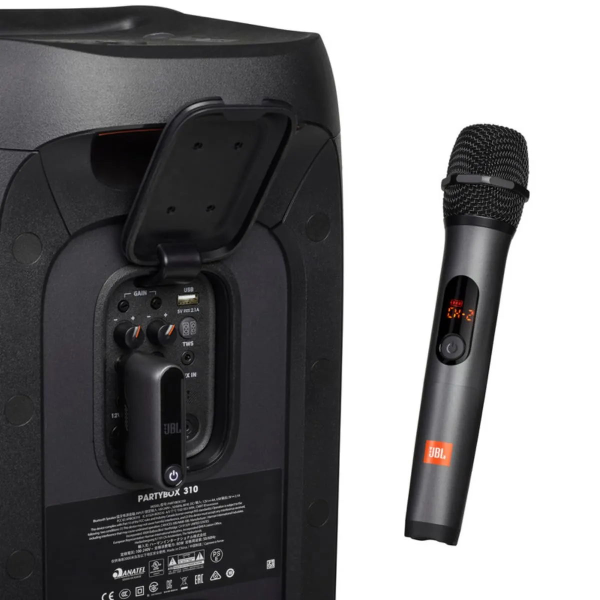 JBL Wireless 2 Microphone System, High Vocal Quality, Rechargeable UHF Dual Channel Wireless Receiver, 6H of Playtime, Plug and Play, Replaceable AA Batteries - Black, JBLWIRELESSMIC, Bluetooth