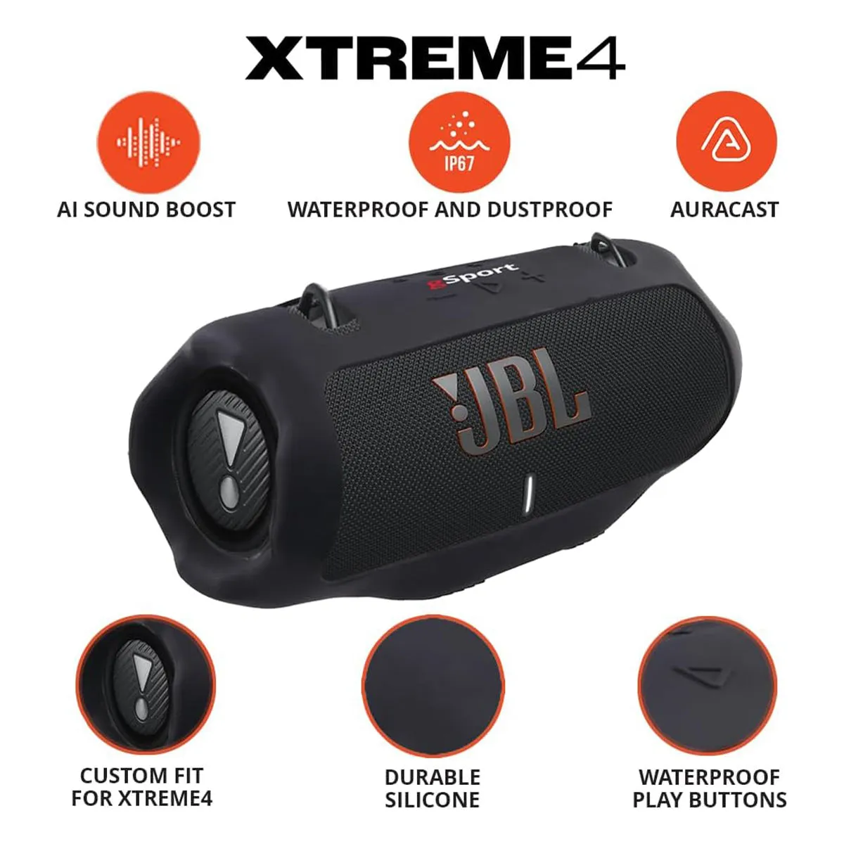 JBL Xtreme 4 Bluetooth Speaker with gSport Silicone Sleeve (Black)