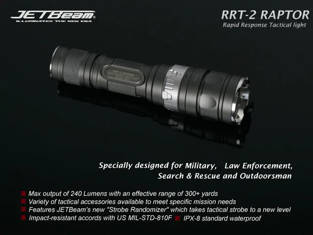 Jetbeam RRT-2 Raptor CREE R2 LED Flashlight - Gray