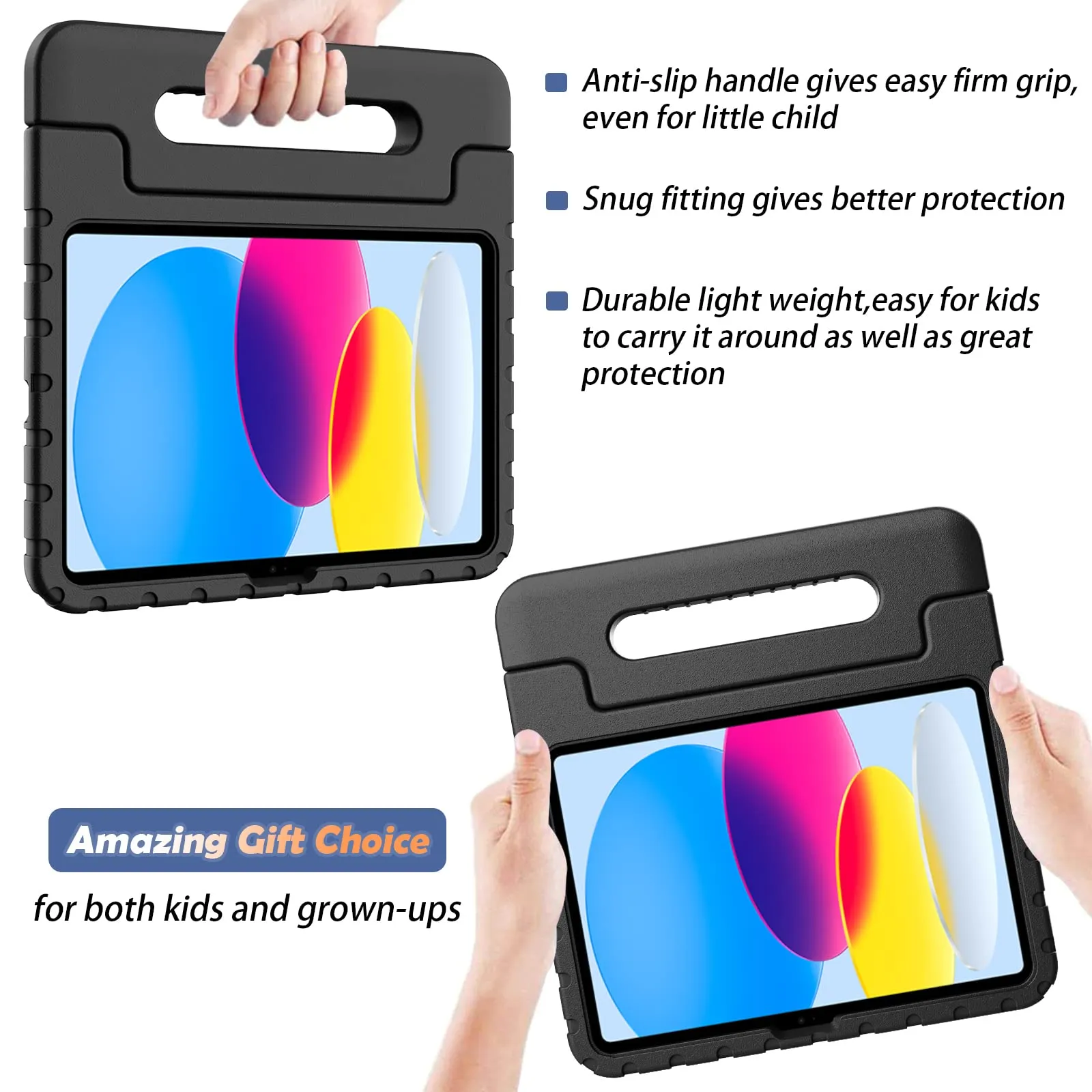 Kids Case for iPad 10 (10.9-Inch, 2022 Model, 10th Generation)| Shockproof Full-Body Handle Stand Tablet Protective Cover |Red