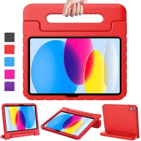 Kids Case for iPad 10 (10.9-Inch, 2022 Model, 10th Generation)| Shockproof Full-Body Handle Stand Tablet Protective Cover |Red