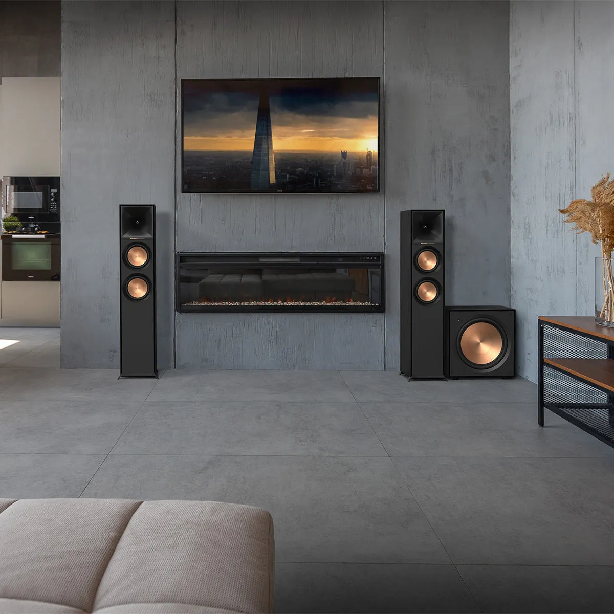 Klipsch R-605FA Reference Floorstanding Speaker with Built-In Elevation Up-Firing Dolby Atmos Tweeter - Each (Black)