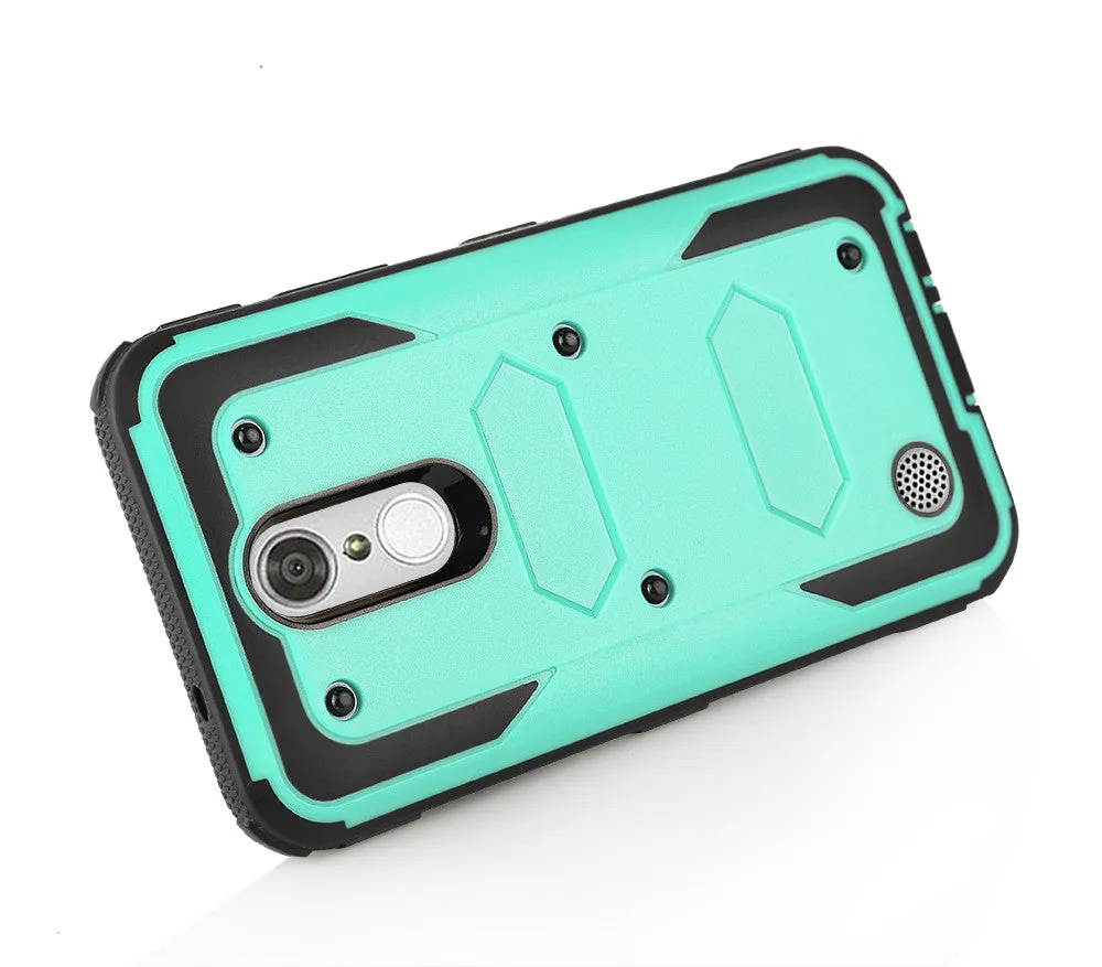 LG Aristo Case, K4 2017, K8 2017, Risio 2, Phoenix 3, Fortune, Triple Protection 3-1 w/ Built in Screen Protector Heavy Duty Holster Shell Combo Case - Teal
