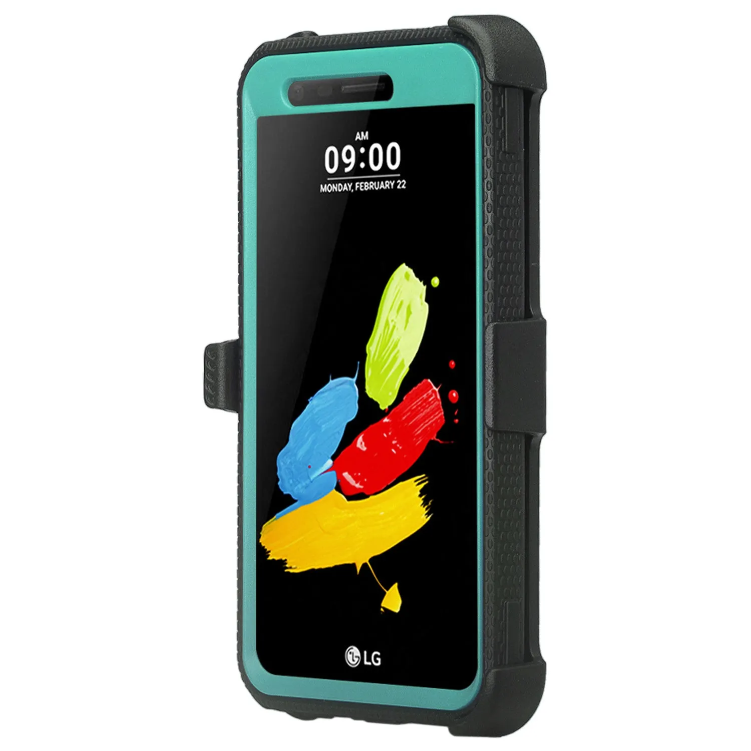 LG Aristo Case, K4 2017, K8 2017, Risio 2, Phoenix 3, Fortune, Triple Protection 3-1 w/ Built in Screen Protector Heavy Duty Holster Shell Combo Case - Teal