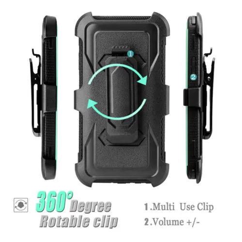 LG Aristo Case, K4 2017, K8 2017, Risio 2, Phoenix 3, Fortune, Triple Protection 3-1 w/ Built in Screen Protector Heavy Duty Holster Shell Combo Case - Teal