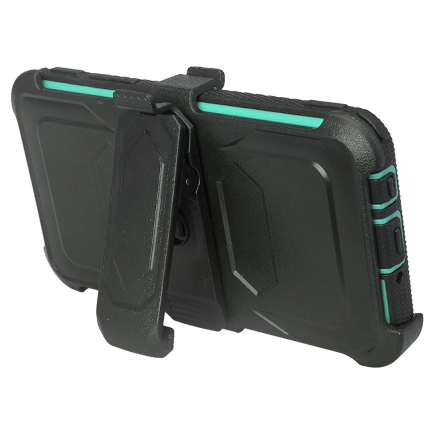 LG Aristo Case, K4 2017, K8 2017, Risio 2, Phoenix 3, Fortune, Triple Protection 3-1 w/ Built in Screen Protector Heavy Duty Holster Shell Combo Case - Teal