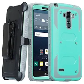 LG K7 | Tribute 5 | Treasure Case, Triple Protection 3-1 w/ Built in Screen Protector Heavy Duty Holster Shell Combo Case - Teal