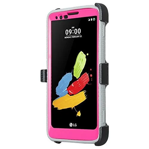 LG Stylo 2 Case, LG Stylo 2 V Case, Triple Protection 3-1 w/ Built in Screen Protector Heavy Duty Holster Shell Combo Case - Hot Pink
