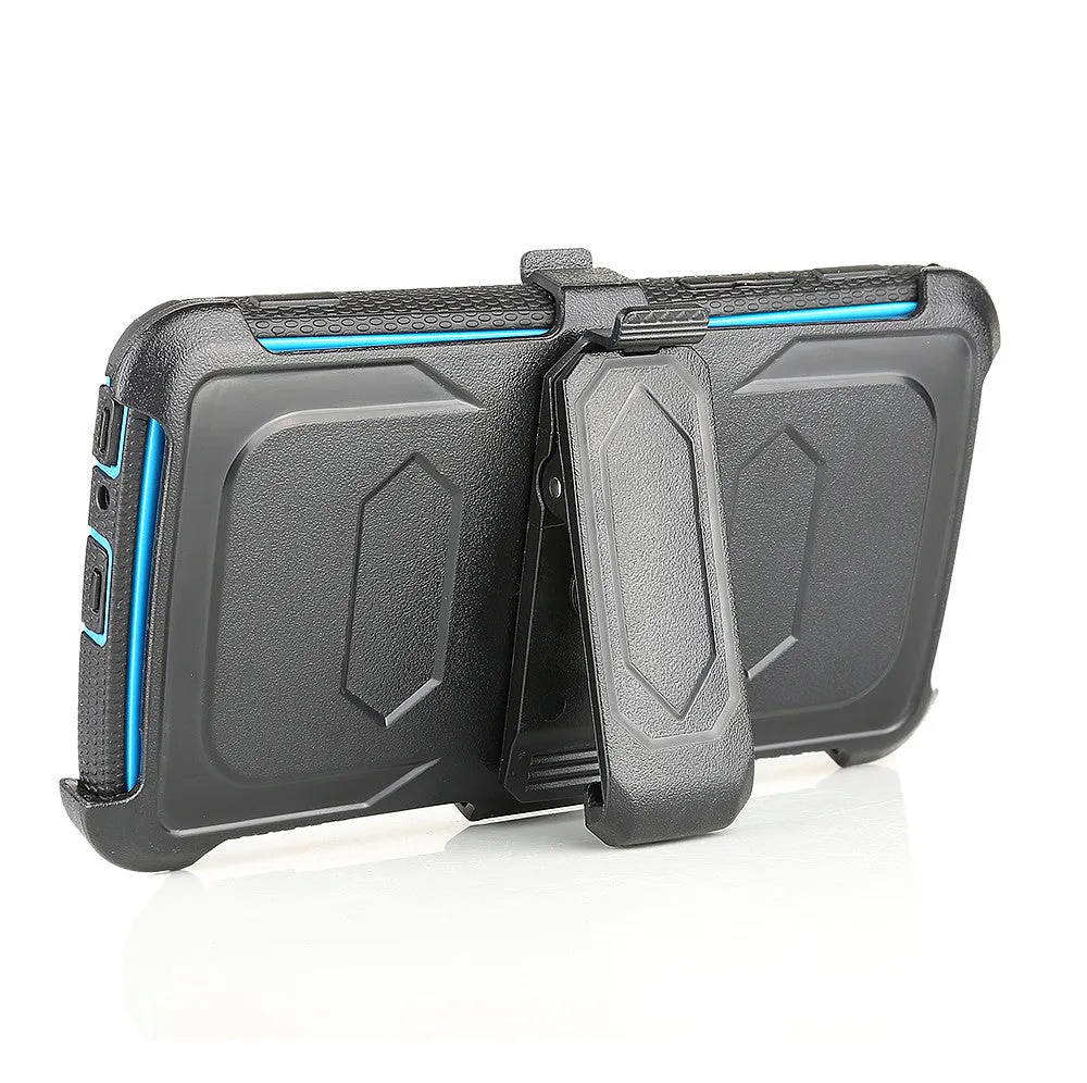 LG Stylo 3 Case, LG Stylo 3 Plus Case, Triple Protection 3-1 w/ Built in Screen Protector Heavy Duty Holster Shell Combo Case for LG Stylo 3 - Blue