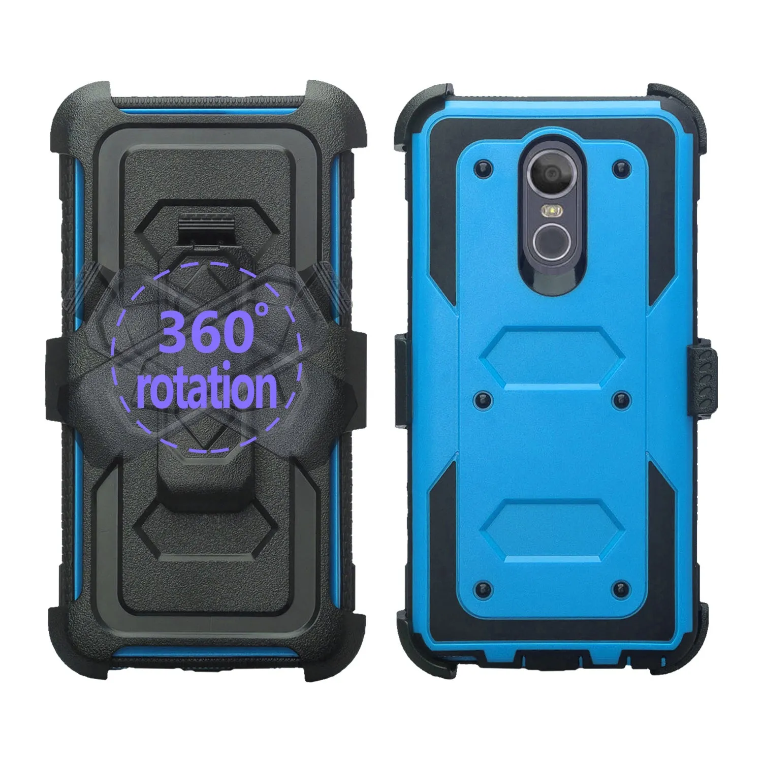 LG Stylo 4 Case, Stylo 4 Plus, Q Stylus Triple Protection 3-1 w/ Built in Screen Protector Heavy Duty Holster Shell Combo Case - Blue