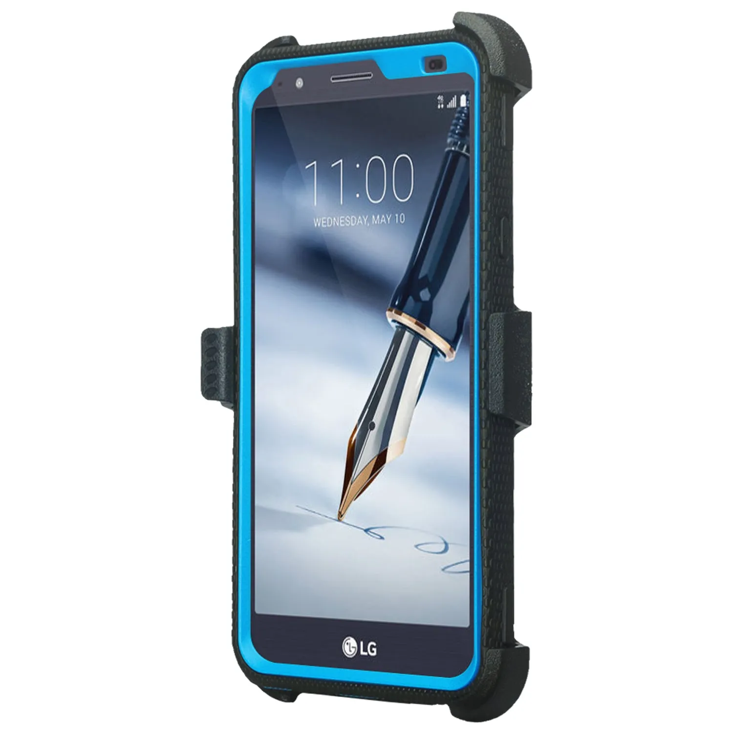 LG Stylo 4 Case, Stylo 4 Plus, Q Stylus Triple Protection 3-1 w/ Built in Screen Protector Heavy Duty Holster Shell Combo Case - Blue