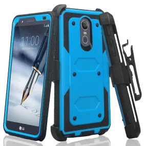LG Stylo 4 Case, Stylo 4 Plus, Q Stylus Triple Protection 3-1 w/ Built in Screen Protector Heavy Duty Holster Shell Combo Case - Blue