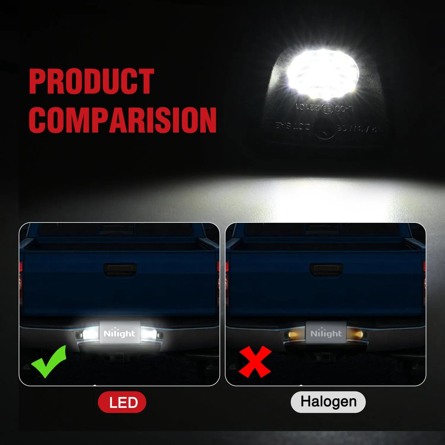 License Plate Lights Compatible with 1995 1996 1997 1998 1999 2000 2001 2002 2003 2004 Toyota Tacoma Black Housing 6000K White 2PCS Pack