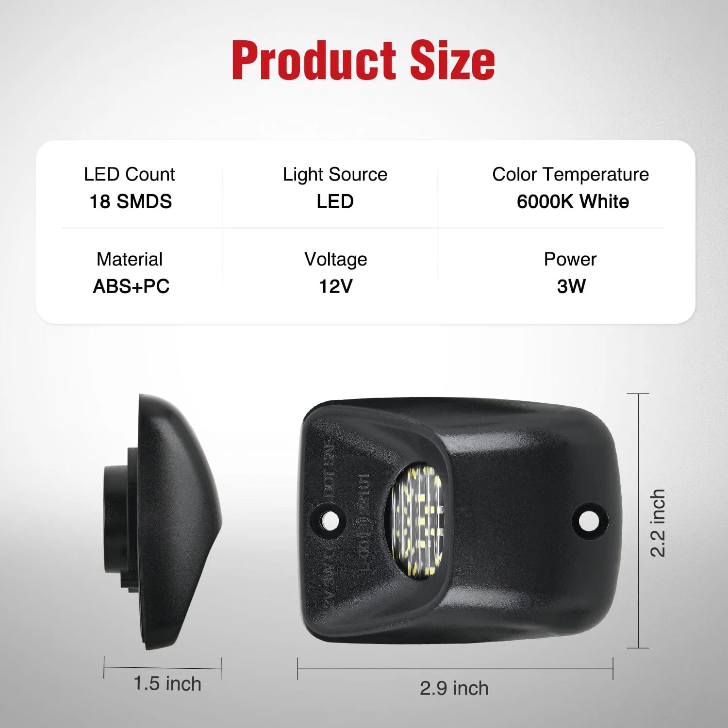 License Plate Lights Compatible with 1995 1996 1997 1998 1999 2000 2001 2002 2003 2004 Toyota Tacoma Black Housing 6000K White 2PCS Pack